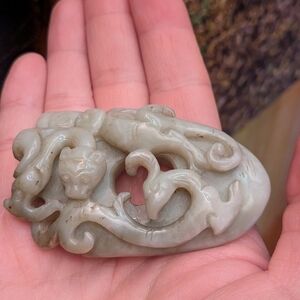Chinese Nephrite Jade Chilong Pendant - 2.6"